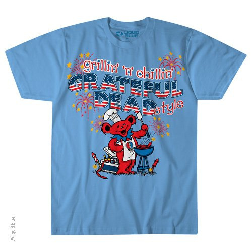 Grateful Dead - Grillin and Chillin Light Blue T Shirt